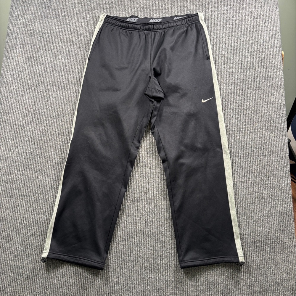 Y2K Nike Therma-FIT Track Pants Men's XL Black Fleece Lined Athletic Joggers
